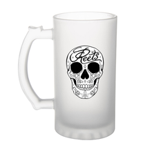 Load image into Gallery viewer, Mike Rita - Reets Sugar Skull - Frosted Glass Beer Mug

