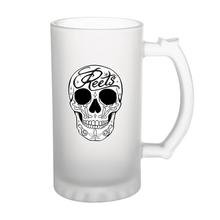 Load image into Gallery viewer, Mike Rita - Reets Sugar Skull - Frosted Glass Beer Mug
